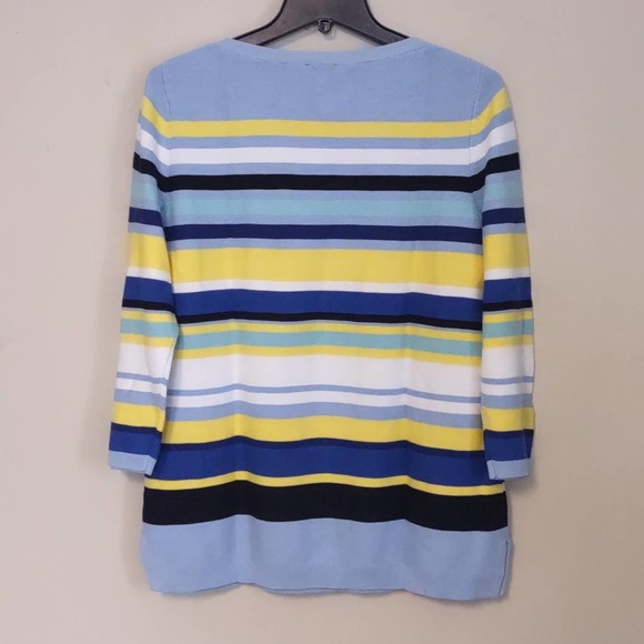 Talbots Pima Cotton 3/4 Button Sleeve Sweater Medium blue - Picture 8 of 10